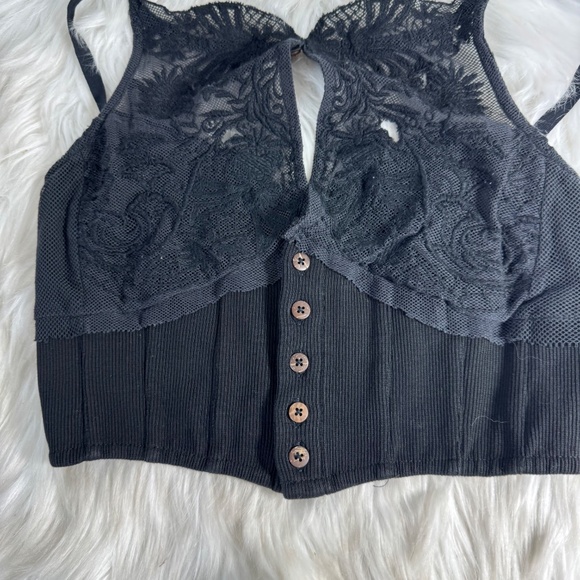 Free People Women's Black  Have My Heart Cropped Top Sz S - Picture 3 of 8